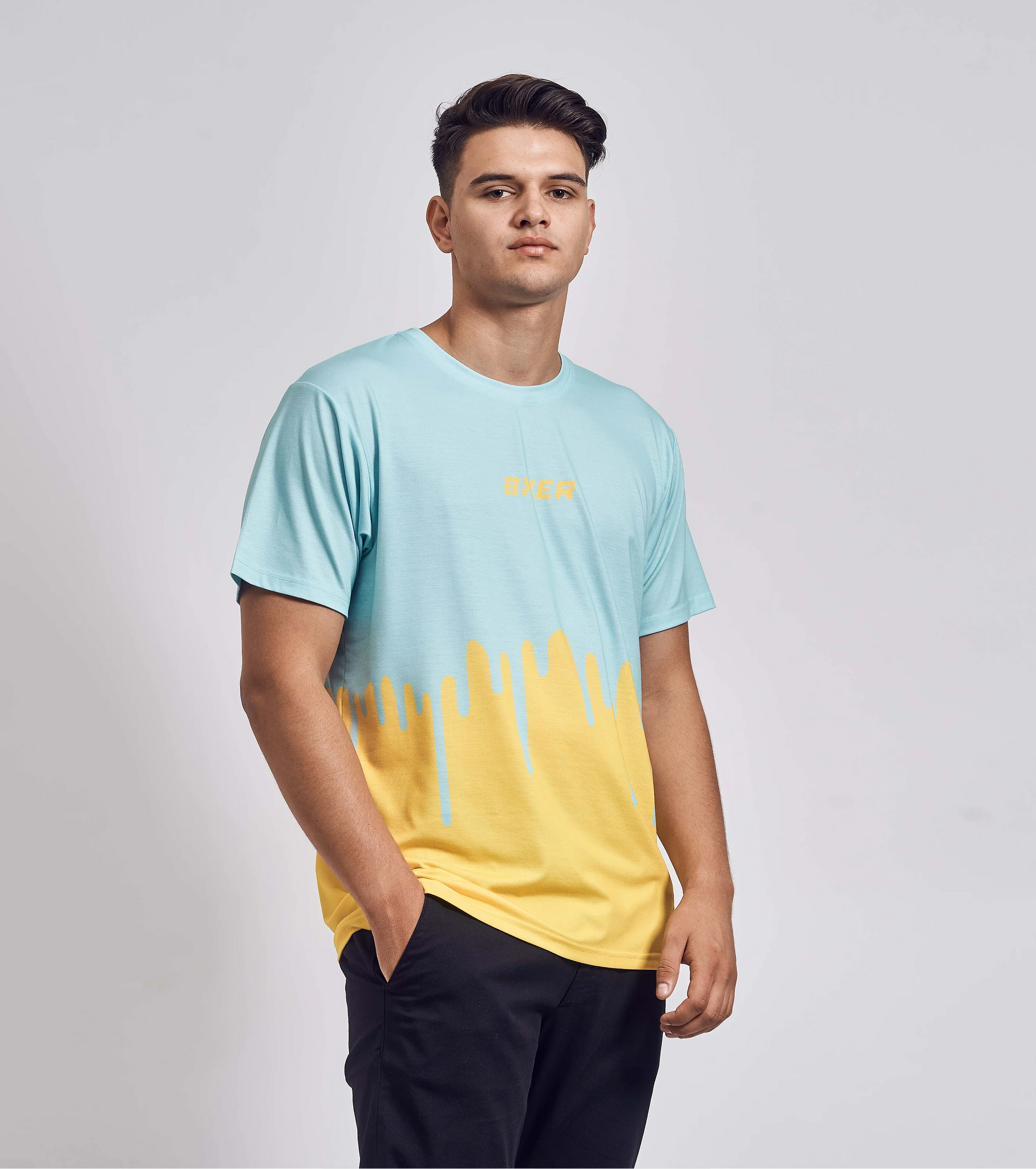 Schei** Boxer - Türkiser Farbdrip T-Shirt